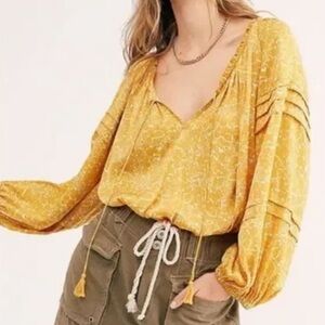 Free People Intimately All Tucks Yellow Bodysuit